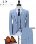 Tian Qiong, recién llegado, trajes a medida para hombre, trajes de boda azul cielo para hombre, trajes ajustados para hombre, 3 