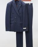  New Arrival Suit Man Wedding Luxury Brand Dark Grey Light Khaki Stripe Suit Slim Fit Three Piece Veste Homme Mariagesui