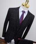 Tian Qiong Men Black Plaid Suits For Man Slim Fit 3 Piece Groom Wedding Suit Brand Clothing Mens Business Suits High Qua