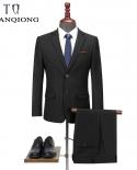 Tian Qiong Men Suits  Latest Coat Pant Designs Wedding Suits For Men Brand Clothing Slim Fit Black Gray Mens Formal Suit