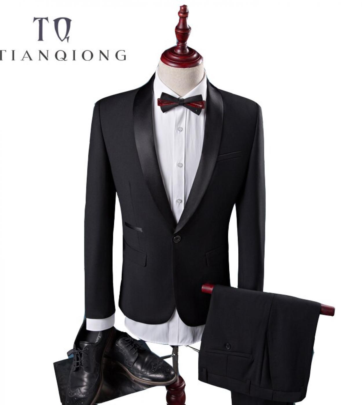 Tian Qiong Cheap New Coat Pant Designs High Quality Cotton Black Casual Suits Men,wedding Adress Casual Suit Men,plussiz