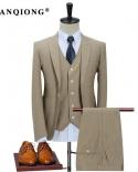  Cotton Linen Suit Men Slim Fit Casual Business Wedding Dress Suits For Men Terno Masculino Tuxedo 3 Pcs Jacket Pants Ve
