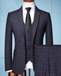  Threepiece Male Formal Business Plaids Suit For Mens Fashion Boutique Plaid Wedding Dress Suit  Jacket  Vest  Pants