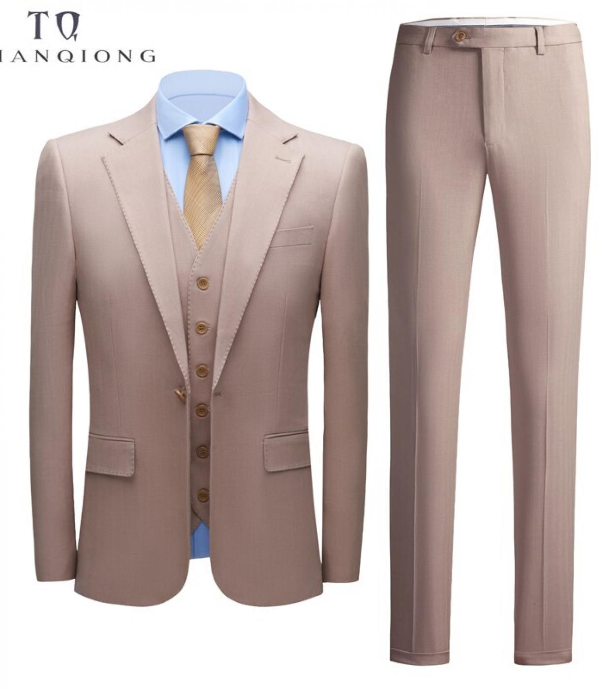 Tian Qiong 2022 New Solid Color Mens Casual Suit Mens Wedding Dress Three Pieces Set Large Size Mens Formal Wear S 6x