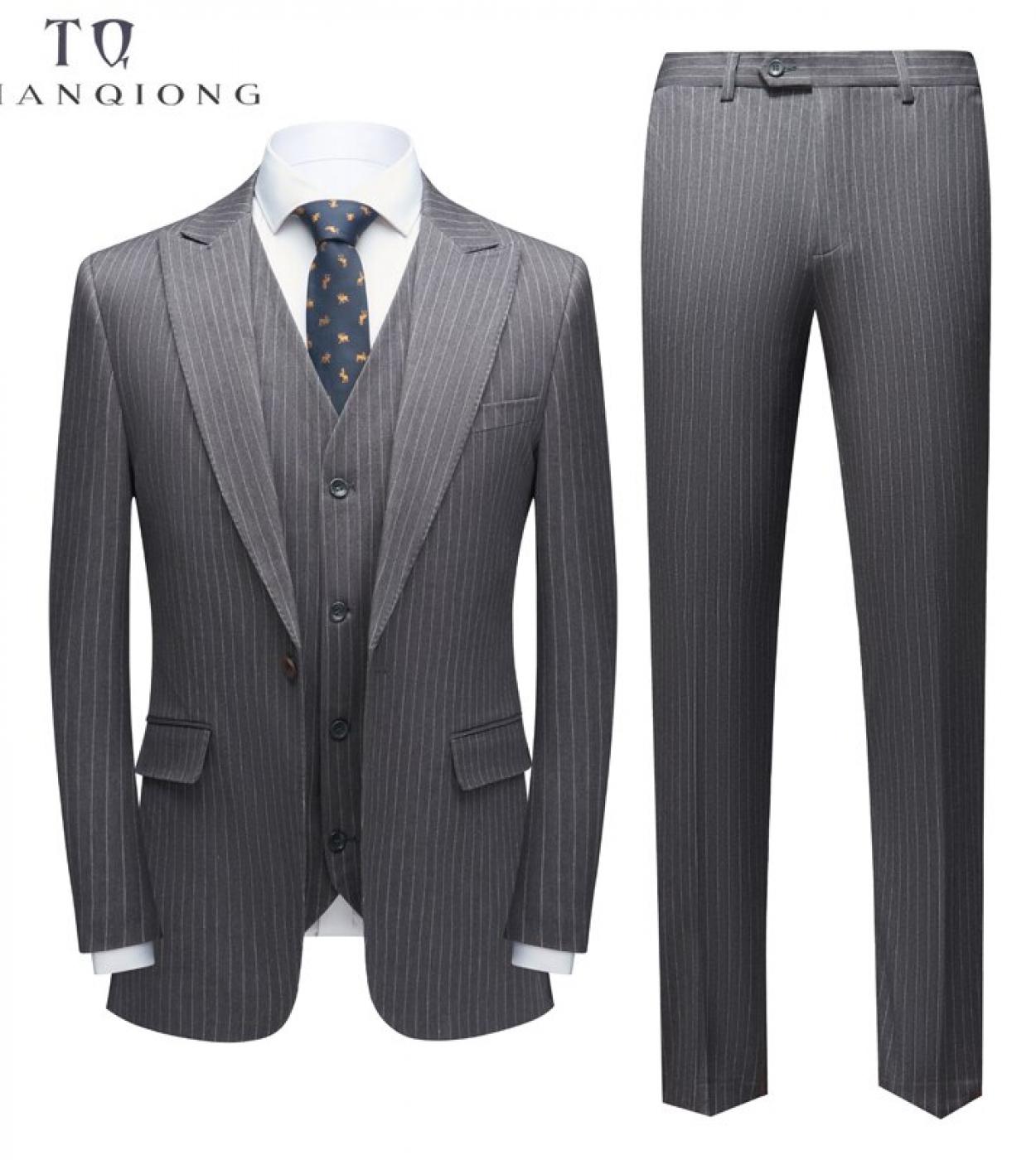 Tian Qiong 2022 New Mens Casual Suit Mens Wedding Dress Striped Suit Three Pieces Set Large Size Mens Formal Suit S 6