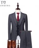 Chaqueta  chaleco  pantalones nuevo traje informal de tres piezas para hombre, vestido de boda de negocios, moda a cuadros, 