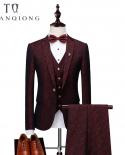 Elegante vino padrino muesca solapa novio esmoquin Borgoña chaqueta trajes de hombre trajes de boda para hombres Blazer traje fi