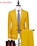 Blazer  Pants  High End Brand Fashion Solid Color Retro Social Mens Formal Business Suit 2pces Set Groom Wedding Dre