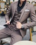 Size S7xl  Jacket  Vest  Pants  Threepiece Male Formal Business Plaids Suit Groom Wedding Dress Plaid Striped Mens S