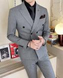 7xl jacket  Vest  Pants Highend Bridegroom Wedding Dress Solid Color Doublebreasted Suit 3pieces Mens Formal Busines