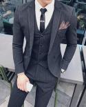 7xl  Blazer  Waistcoat  Pants  Striped Plaid Solid Color Mens Formal Business Suit 3pce Set Groom Wedding Social Sho