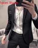 25 Pces Colors Blazer S 7xl New Wedding Dress Formal Business Slim Mens Suit Jacket Plaid Striped Solid Color Blazer 1 P