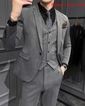7xl Mens Dark Streaks Suit Casual Business Gentleman Blazer Vest Pants Groom Wedding Dress Tuxedo Slim Suits 3piece And