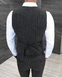 Left Rom Size S5xl New Mens Fashion Boutique Cotton Stripe Wedding Dress Suit Vests Male Slim Stripe Business Vest Wais