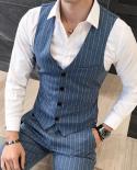 Left Rom Size S5xl New Mens Fashion Boutique Cotton Stripe Wedding Dress Suit Vests Male Slim Stripe Business Vest Wais