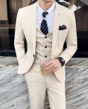 7xl  Blazer  Vest  Pants  Brand Mens Formal Business Suit Three Piece Set Groom Wedding Party Dress Solid Color Pla