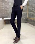 High Quality Goods Cotton Fashion Pure Color Mens Leisure Formal Business Suit Pants  Male Black Gray Casual Dress Sui