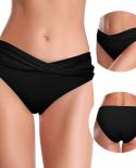 Women Swimming Trunks Bikini Bottom Solid Color Swimwear Ruched Swimwear Briefs  Swimming Bottom Плавательно