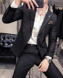  Blazer  Pants  Highend Brand Formal Business Plaid Mens Suit Groom Wedding Dress Solid Color Stage Performance Tuxed