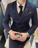  1 Pcs Jacket  Mens Fashion Boutique Casual Business Striped Suit Coat Groom Wedding Dress Men Blue Black Gray Formal 