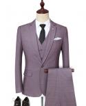  Jacket  Vest  Pants  Mens Suit Plaid Casual Business Suit Groom Wedding Dress Slim Suit Threepiece Sets  Suits