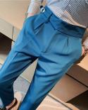 Autumn Winter Mens Suit Pants Fashion Bird Grid And Solid Color Casual Office Business Pants Groom Wedding Dress Male T