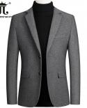 Woolen Top Solid Color Business Casual Slim Mens Suit Social Business Tuxedo Warm Wear Resistant Jacket Fashion Groom D