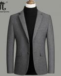 Woolen Top Solid Color Business Casual Slim Mens Suit Social Business Tuxedo Warm Wear Resistant Jacket Fashion Groom D