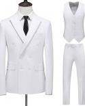 6xl  Blazer  Vest  Pants  Mens Suit Three Piece Solid Color Double Breasted Formal Business Suits Office Groom Weddi