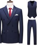 6xl  Blazer  Vest  Pants  Mens Suit Three Piece Solid Color Double Breasted Formal Business Suits Office Groom Weddi