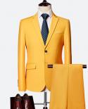 Two Piece Set  Jacket  Pants  Fashion Boutique Solid Color Mens Casual Business Suit Groom Wedding Dress Stage Banqu