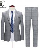  Blazer  Pants  High End Brand Boutique Classic Plaid Mens Formal Business Suit 2pce Set Groom Wedding Dress Show St
