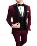 Groom Prom Tuxedos Business Slim Fit Groomsmen Blazer For Wedding Peak Lapel 3 Pieces blazer  Vest  Pants Costume Ho