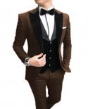 Groom Prom Tuxedos Business Slim Fit Groomsmen Blazer For Wedding Peak Lapel 3 Pieces blazer  Vest  Pants Costume Ho