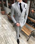 Tailor Made Striped Formal Mens Suits Slim Fit Double Breasted Groomsmen Business Wedding Suits For Men 2 Pieces blazer