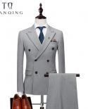 Double Breasted Latest Coat Pant Designs Suit Men Slim Fit Wedding Suits For Men Pure Black Light Grey Tuxedo Jacketpan
