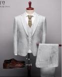 Tianqiong New Arrival Men Suit Business Formal Party Suit Jacquard Groom Suit Blue Grey Wedding Suit For Men 3pcs Set  S