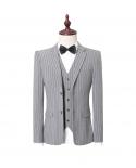  Jacket  Vest  Pants  Men Wedding Suits  Striped Slim Suit 3 Pieces Handsome Groom Suit Men Single Button Party Form