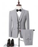 Jacket  Vest  Pants  Men Wedding Suits  Striped Slim Suit 3 Pieces Handsome Groom Suit Men Single Button Party Form