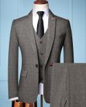 Three Piece Male Formal Business Plaids Suit For Mens Fashion Boutique Plaid Wedding Dress Suit  Jacket  Vest  Pant