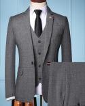  Three Piece Male Formal Business Plaids Suit For Mens Fashion Boutique Plaid Wedding Dress Suit  Jacket  Vest  Pant