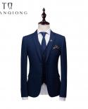 Brand Men 3 Piece Suit Jacket Pant Vest   Men Business Slim Suits Sets Wedding Dress Mens Plaid Suits Formal Wear Qt160