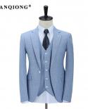 Tian Qiong 100 Polyester Sky Blue Suit Men Slim Fit Leisure Business Wedding Dress Suits For Men Terno Masculino Tuxedo