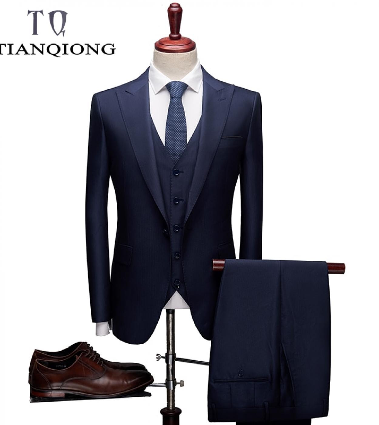 وصل حديثًا بدلة سوداء غير رسمية عالية الجودة من Tian Qiong للرجال ، بدل رجالي زرقاء سترات معطف بنطلون صدرية S