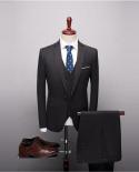 Gray Black Suits For Men  Luxury Brand Slim Fit Mens Suits High Quality 3 Pcs Groom Suit Wedding Jacket Pants Waistcoat