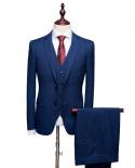  Elegant Plaid Suit Men Brand Classic 3 Piece Mens Wedding Suits Navy Blue Grey Mens Formal Suits Latest Coat Pant Desi