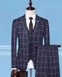 Blazers  Pants  Vest 3 Pieces Set   Mens Fashion Business Suits With Pants Plaid Suit Jacket Coat Trousers Waistcoat