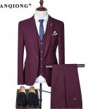 Tian Qiong Mens Plaid Slim Fit Wedding Suits For Men Brand Business Formal Suit Black,gray,navy,wine Redblazersvestp