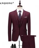 Tian Qiong 3 Color 3pcs Slim Fit Suits Men Notch Lapel Business Wedding Groom Leisure Tuxedo  Latest Coat Pant Designs M
