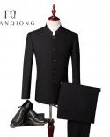 Tian Qiong Cheap Men Formal Business Suits Pants Chinese Tunic Suits Black New Arrival Traditional Mandarin Jacketpants